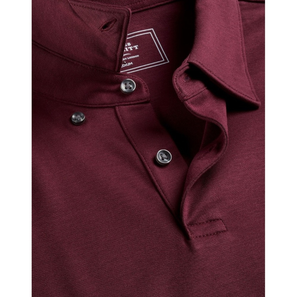 Charles Tyrwhitt Smart Cotton Jersey Polo Wine Red JEP0467WNE XL New